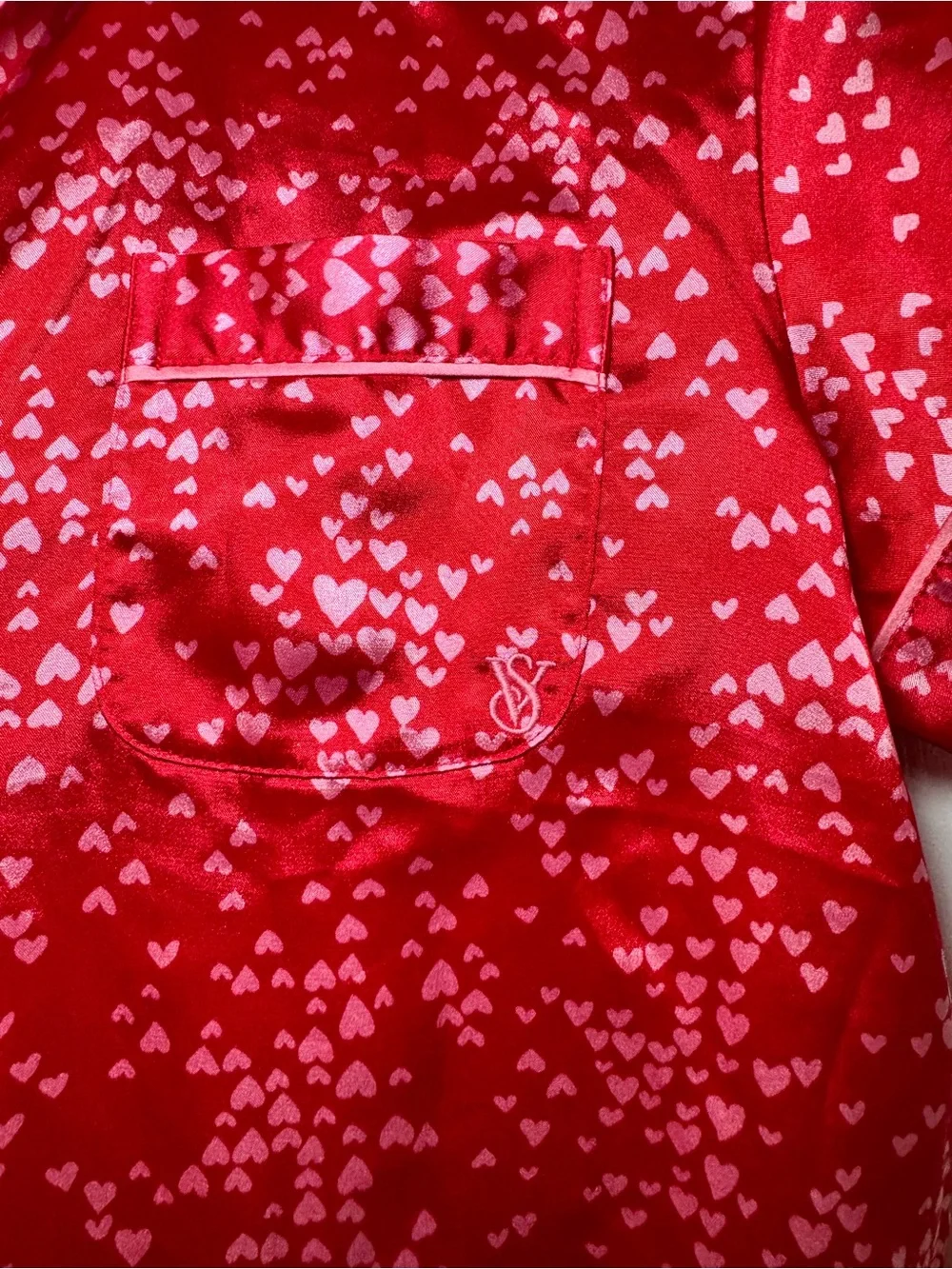 Victoria's Secret Satin Heart Print Shortie PJ Set - Small